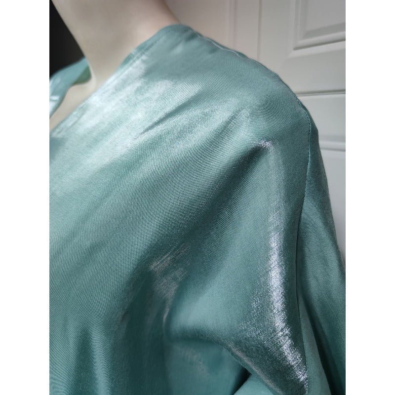 Luxury Silk Satin Bat Sleeve Abaya Robe | Modest V-Neck Evening Dress (MOA225)