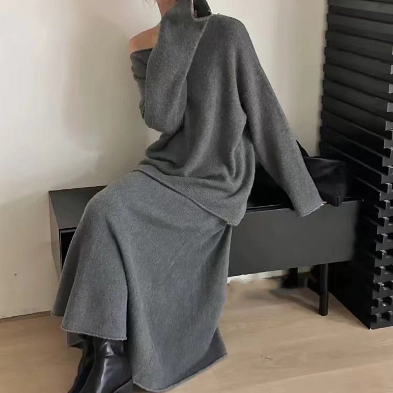 Luxury Soft Knit Sweater & Skirt Set | Autumn Winter Two-Piece Outfit(MS160)