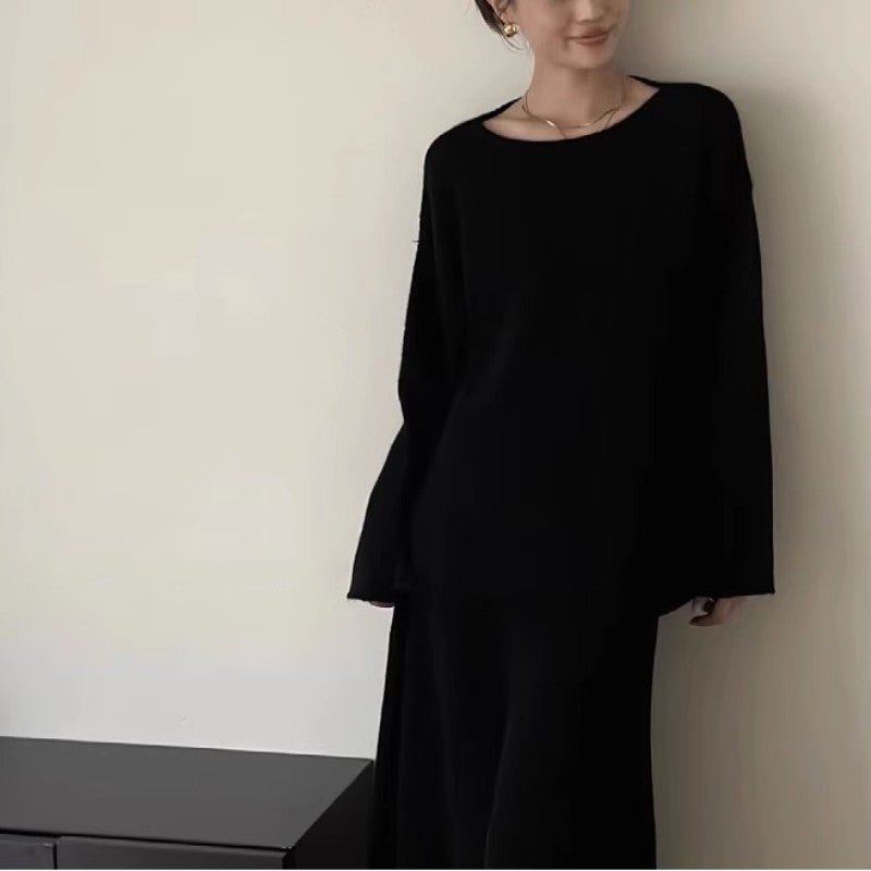 Luxury Soft Knit Sweater & Skirt Set | Autumn Winter Two-Piece Outfit(MS160)