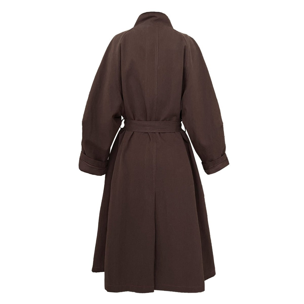 Luxury Stand Collar Coat | Single Button Mid-Length Trench (MS148)