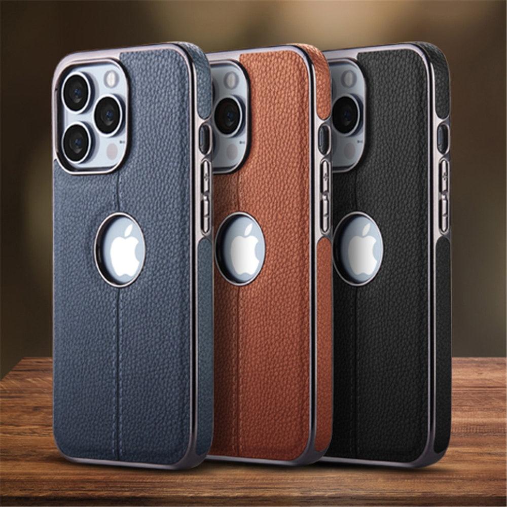 Luxury Texture Leather Case for iPhone 14 Pro MAX Plus Case With Hole Silicone Full Protection Back Cover Thin Flexible Soft Grip Luxury PU Leather Cover  Durable Anti-Scratch Full Phone Cases