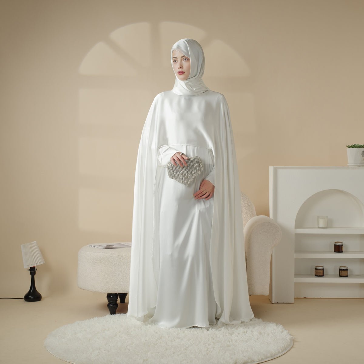 Luxury Wedding Abaya 3-Piece Bridal Abaya Set (MOA044)