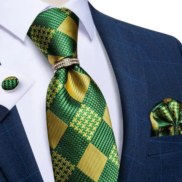 Luxury Wedding High Quality Solid Color Floral Tie For Men Fashion Silk Necktie Cufflink Silk Tie Set For Men