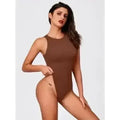 Crew Neck Sleeveless Bodysuit | Snap Closure Stretch Fit -femstylo