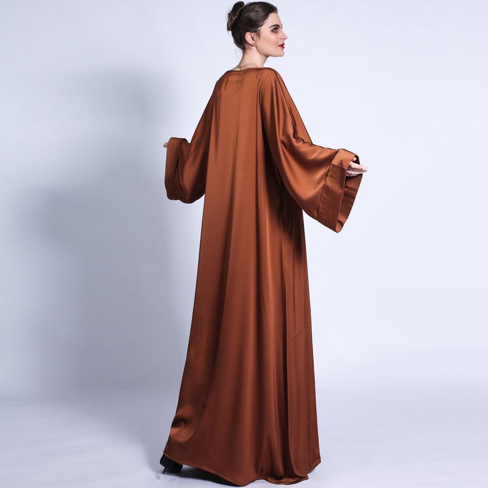 Pocket Satin Abaya With Shiny Rhinestone Belt (MA011)