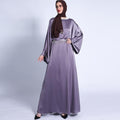 Pocket Satin Abaya With Shiny Rhinestone Belt (MA011)
