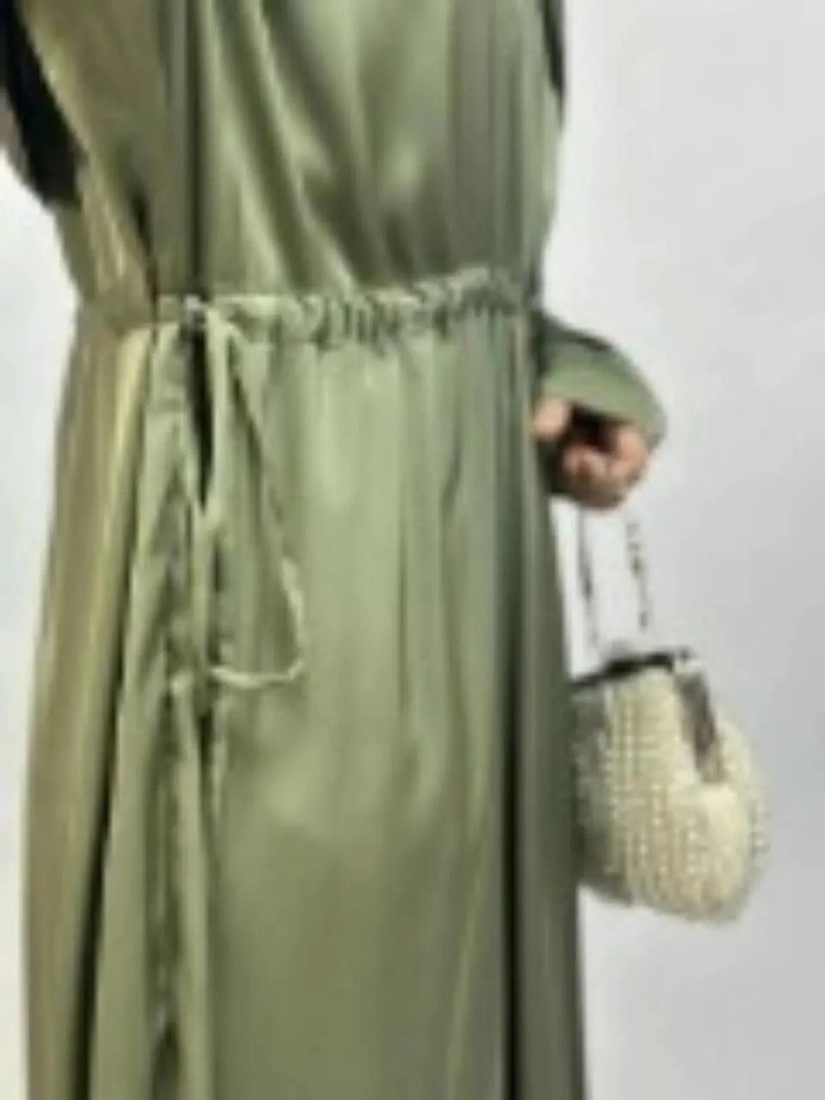 Armani Abaya: Perfect Satin Abaya With A Drawstring (MA039)