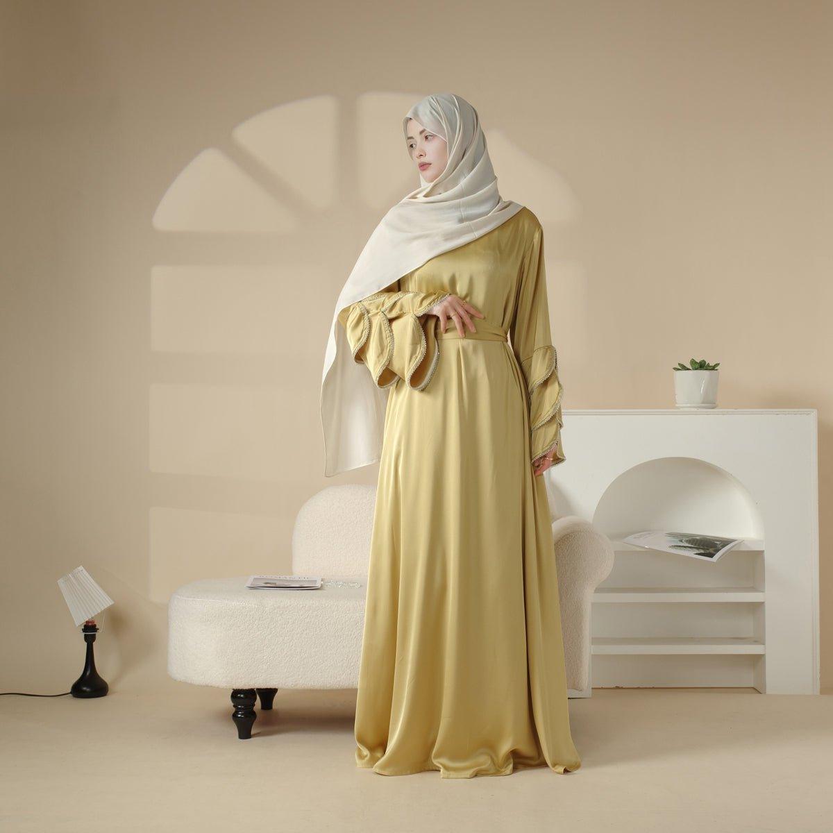 3-Layer Diamond Ruffle Sleeve Abaya With Pockets (MA040)