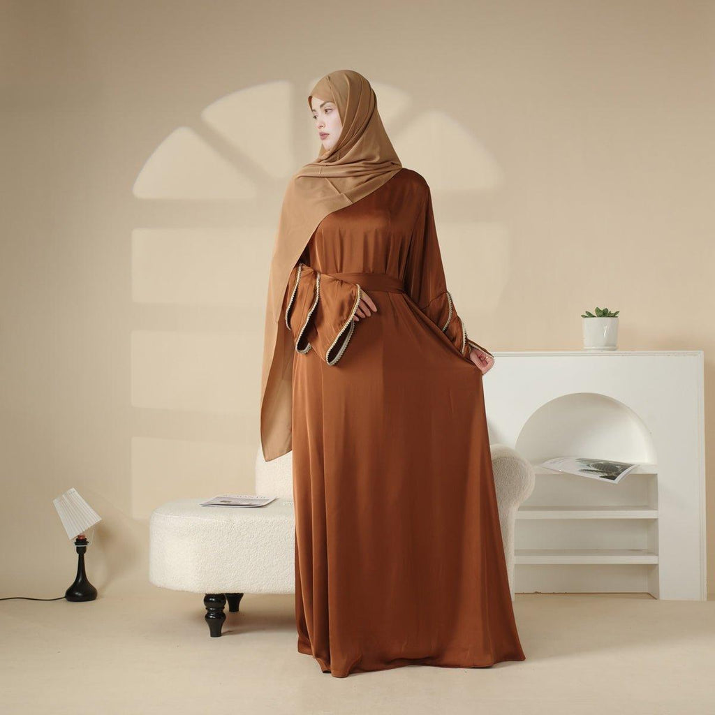 3-Layer Diamond Ruffle Sleeve Abaya With Pockets (MA040)