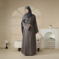 Linen Plain Abaya with Pockets 2-Piece Set (MA043)