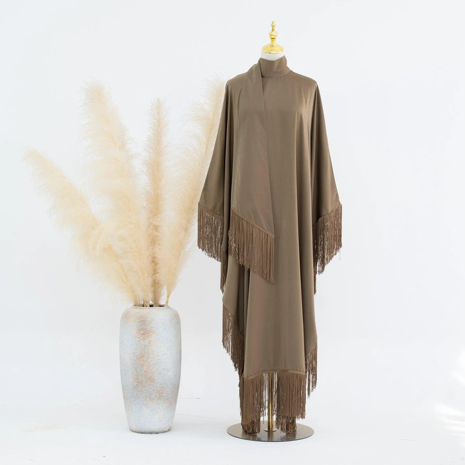 Batwing Sleeve Fringe Party Abaya (MA047)