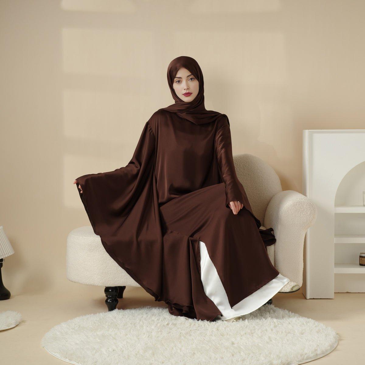 Luxury Satin Floaty Kaftan Abaya With Matching Hijab (MA054)