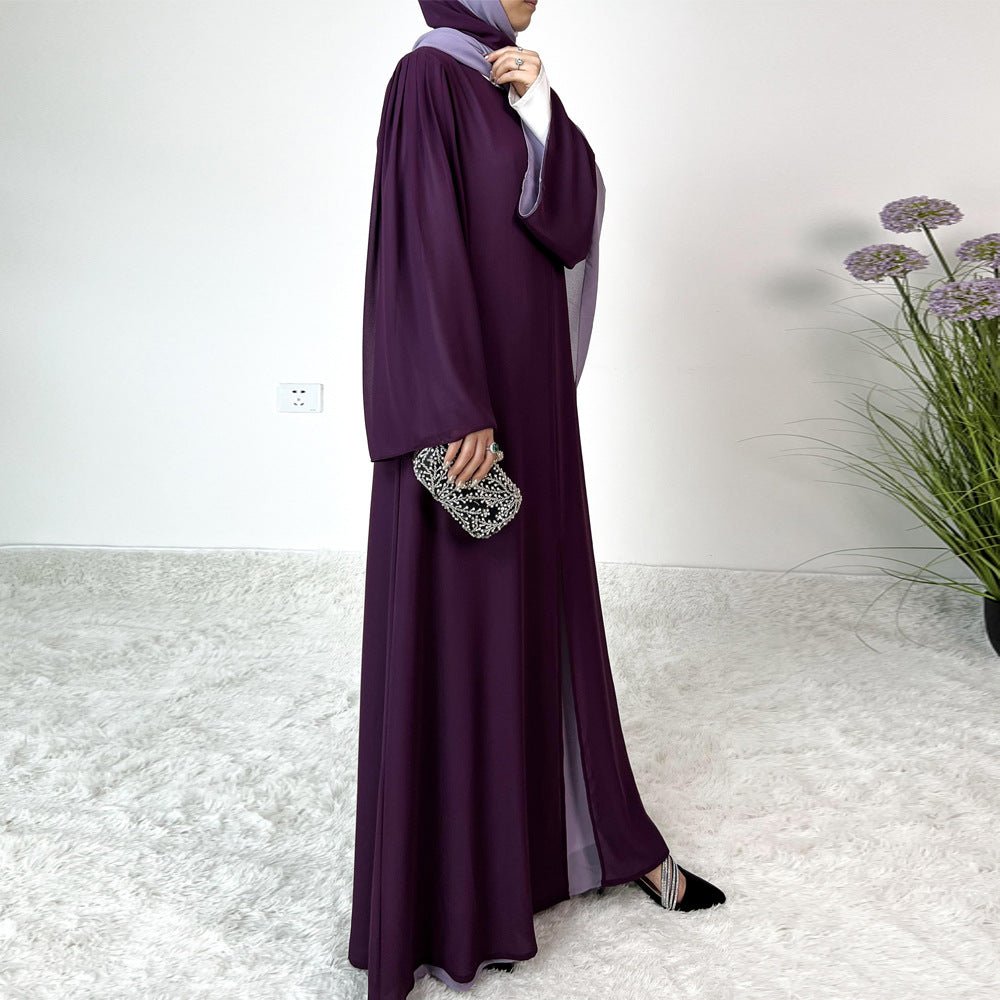 Patchwork Color Clash Abaya 2-Piece Set (MA100)