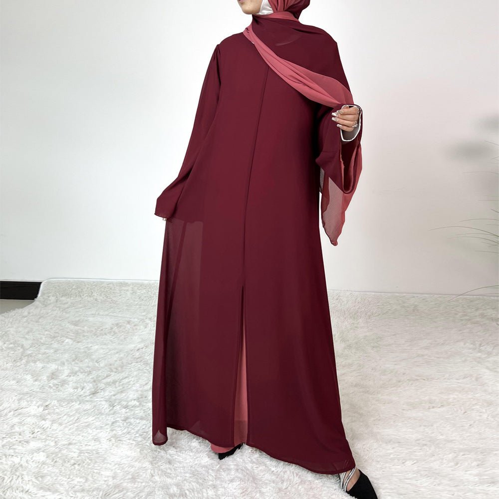 Patchwork Color Clash Abaya 2-Piece Set (MA100)