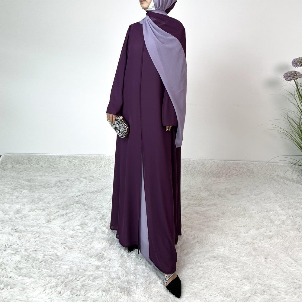 Patchwork Color Clash Abaya 2-Piece Set (MA100)