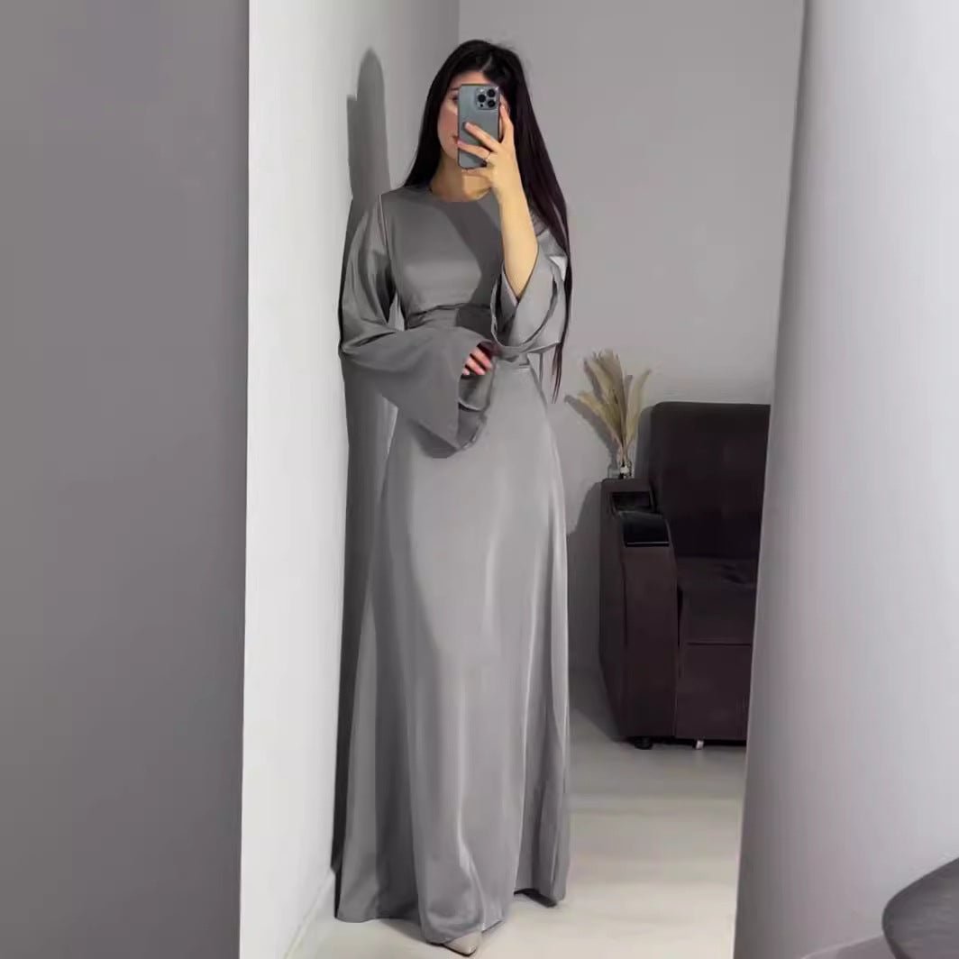 Waist Slim Abaya, Strappy Solid Color Abaya (MA106)