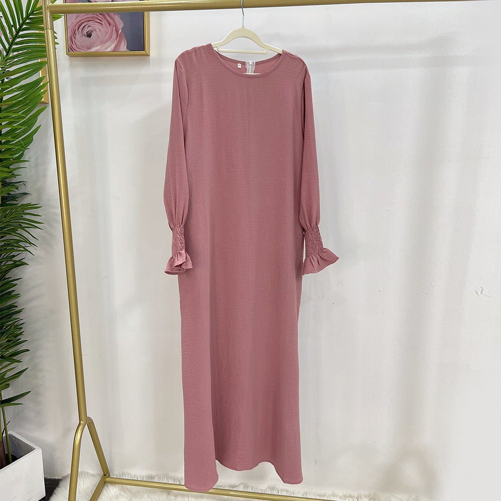 Elasticated Sleeve Abaya | Solid Colour Crepe Abaya With Elasticated Sleeve (MA107)