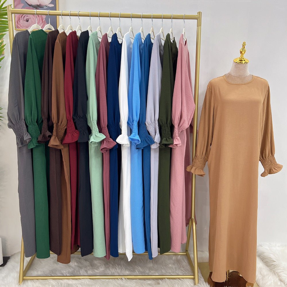 Elasticated Sleeve Abaya | Solid Colour Crepe Abaya With Elasticated Sleeve (MA107)