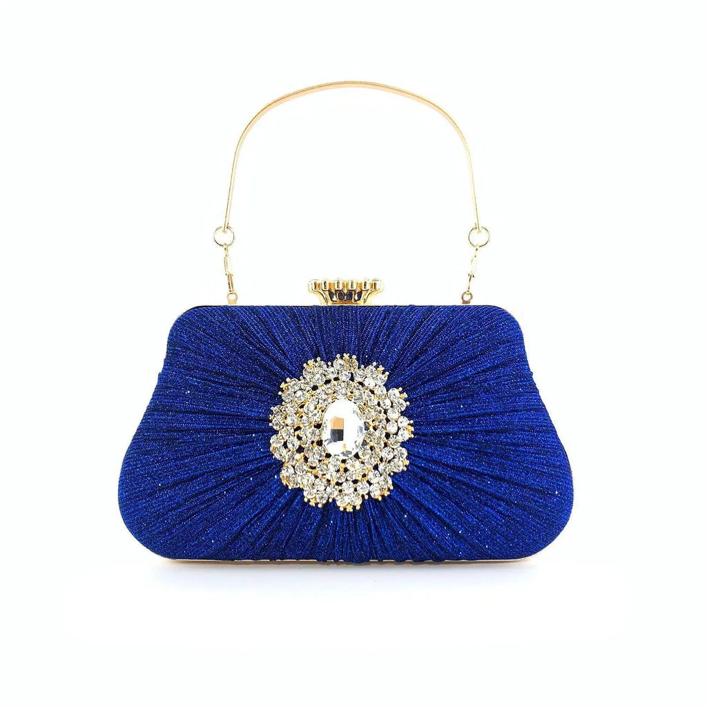 MAC033 Women's Pleated Craft Rhinestone Bag