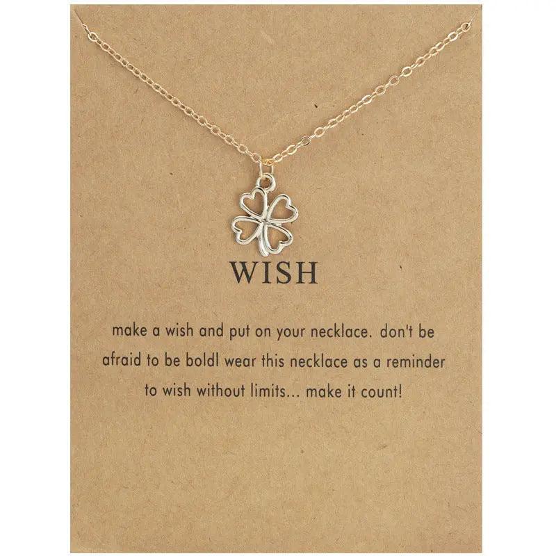 MAC041 Platinum plated Four Leaf Clover Pendant Necklace