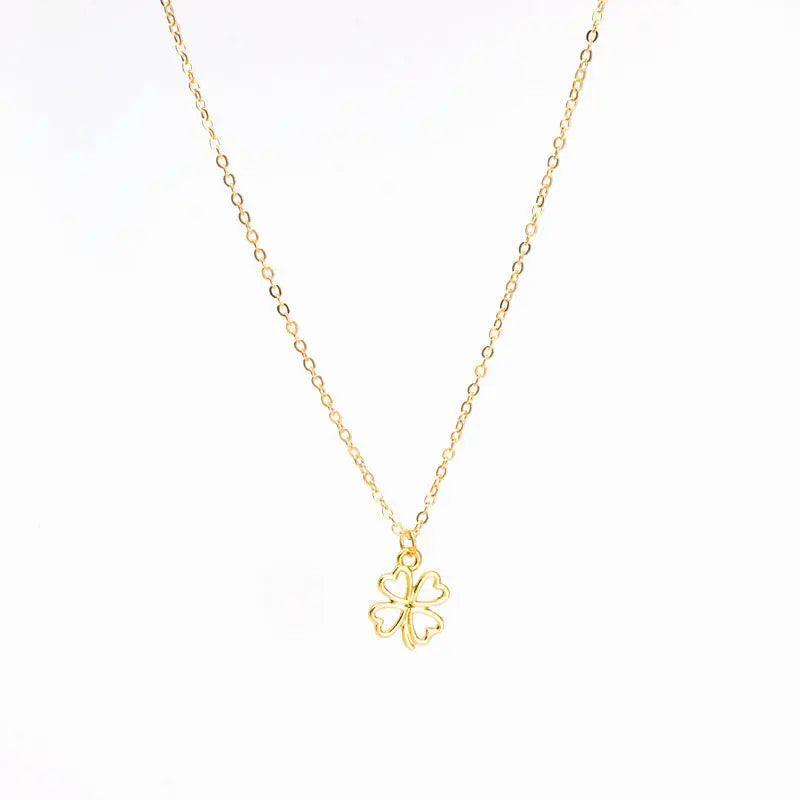 MAC041 Platinum plated Four Leaf Clover Pendant Necklace
