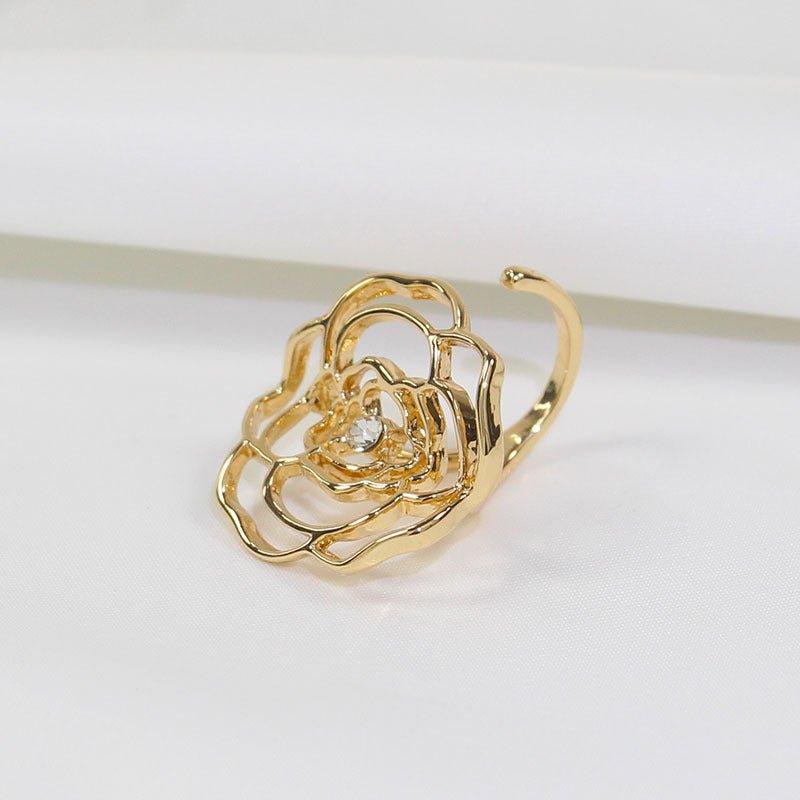 MAC046 Adjustable Hollow Camellia Diamond Ring
