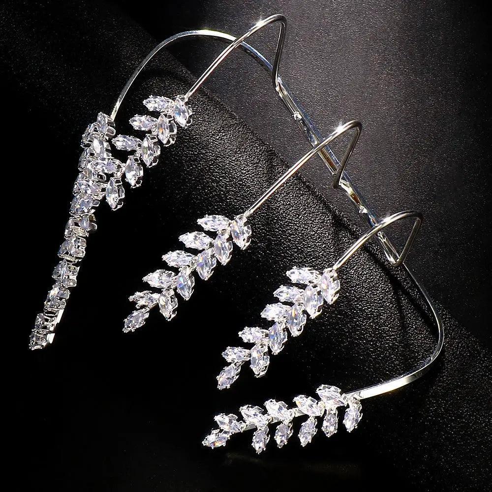 MAC053 Stonefans Zircon Cuff Hand Palm Bangle Leaf Bracelet
