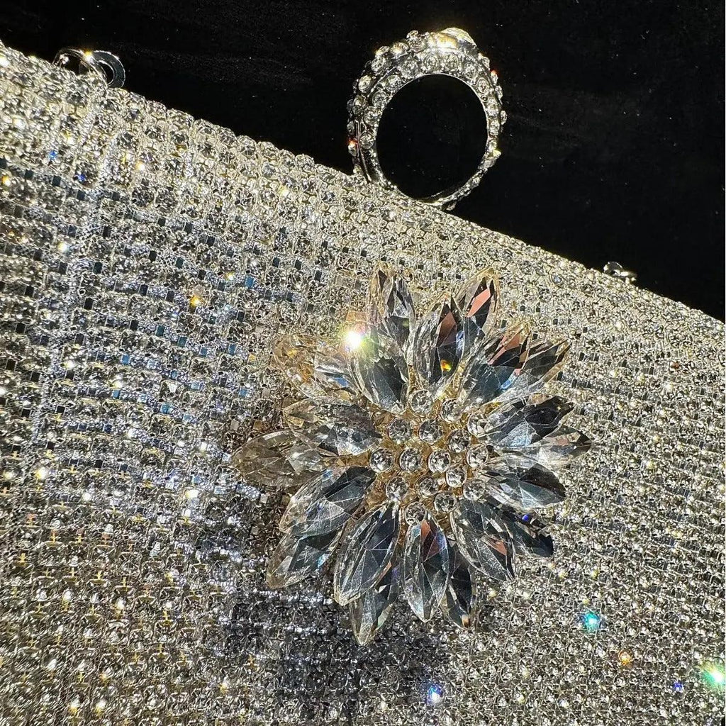 MAC056 Tassel Evening Clutch Bag Luxury Rhinestones Party Prom Purse Handbag With Detachable Chain