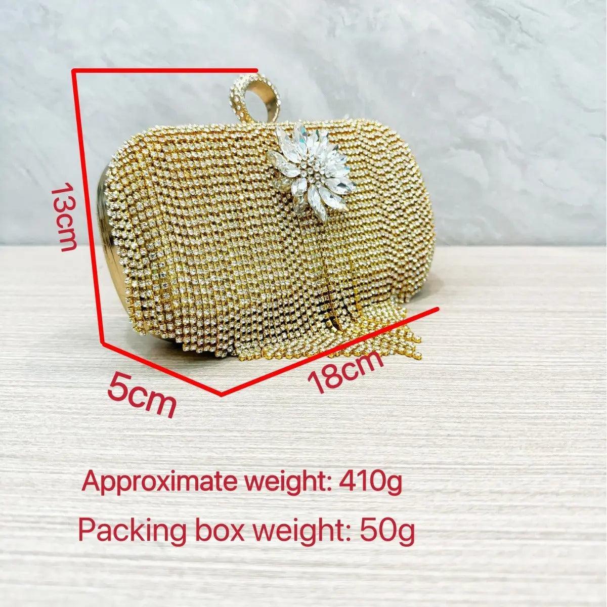 MAC056 Tassel Evening Clutch Bag Luxury Rhinestones Party Prom Purse Handbag With Detachable Chain