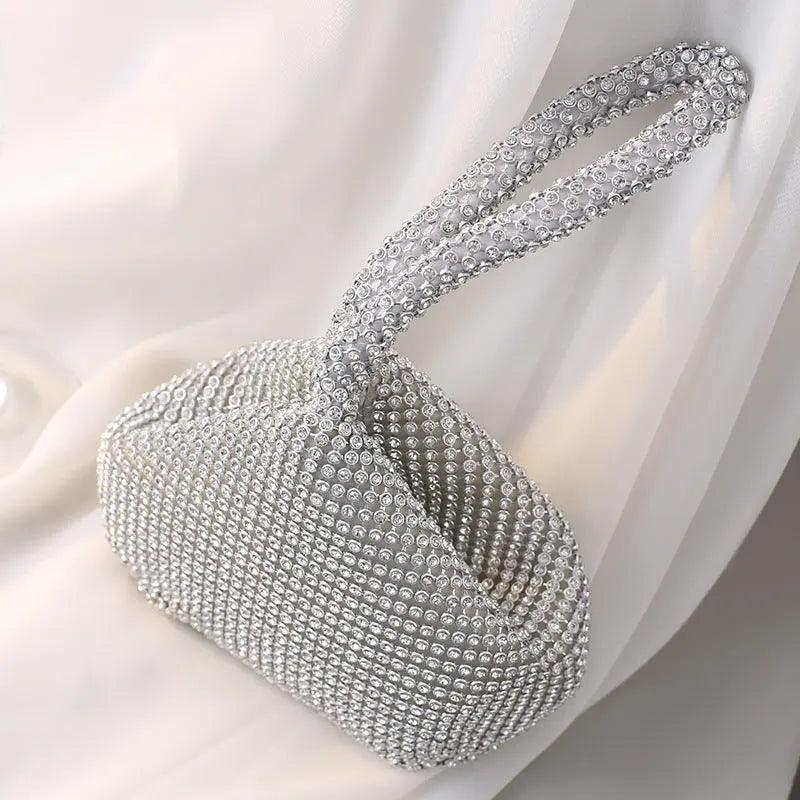 MAC057 Handbag Rhinestones Heart Shape Shiny Handmade Small Evening Bag
