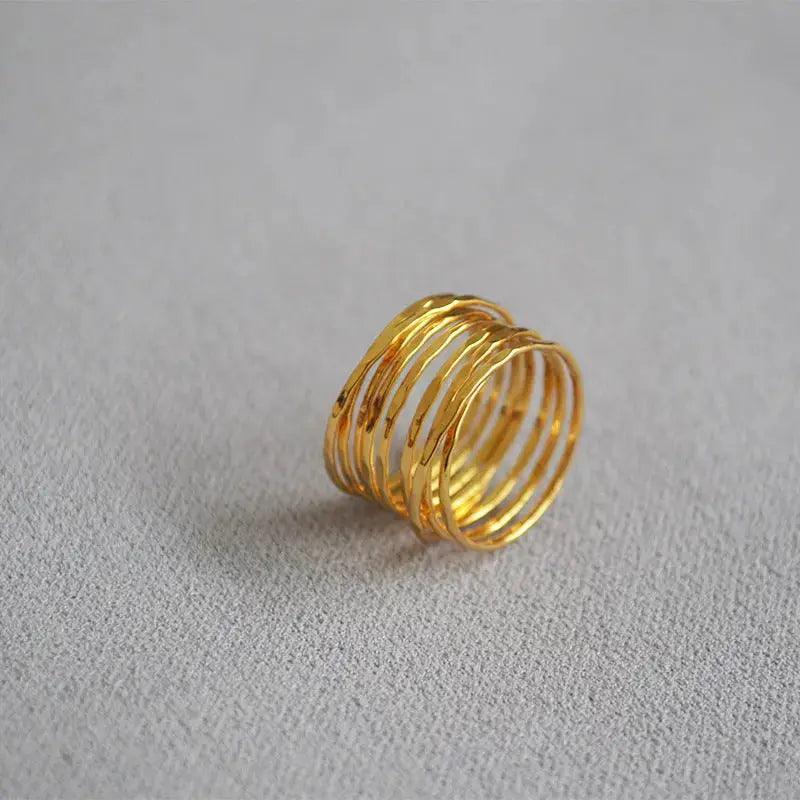 MAC067 Metallic Gold Zircon Ring 3-Piece Set