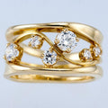 Wavy Geometric Line Gold Zirconia Ring(MAC072)
