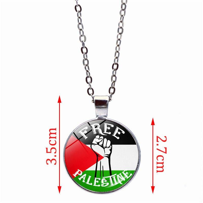 MAC076 Time Gem Palestine keffiyeh Anti-War Peace Pendant Necklace