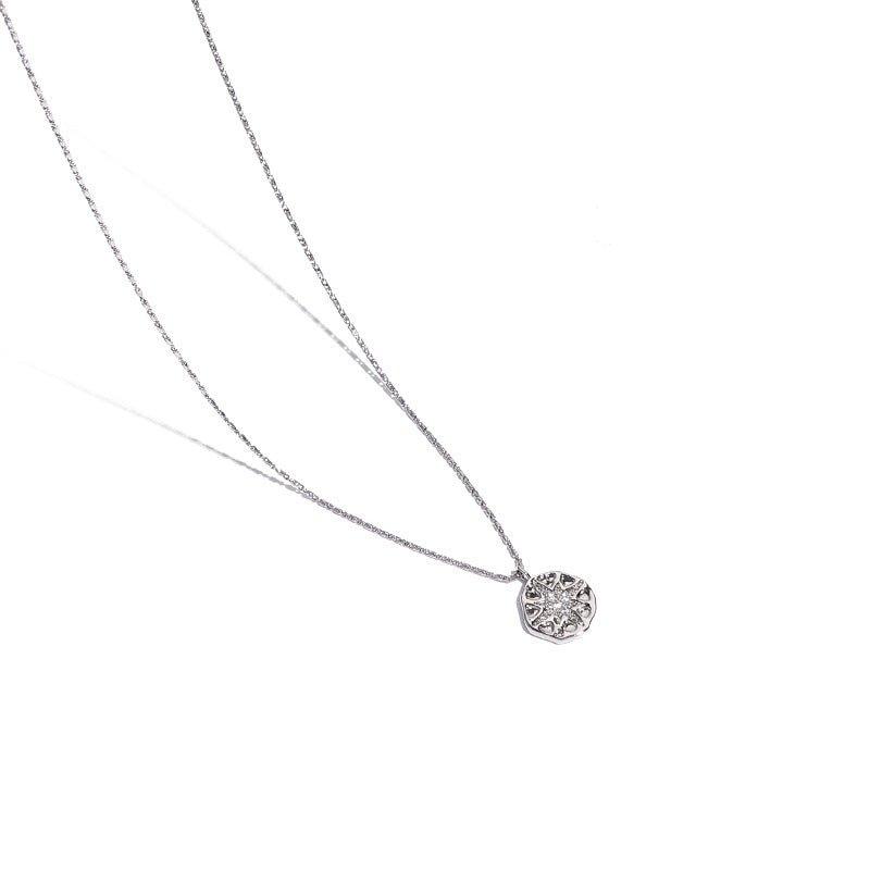 MAC084 North Star Coin Button Pendant Necklace