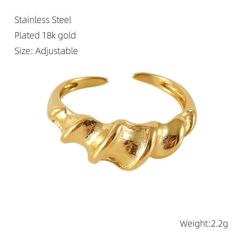MAC086 Light Luxury Stainless Steel Open Adjustable Irregular Ring