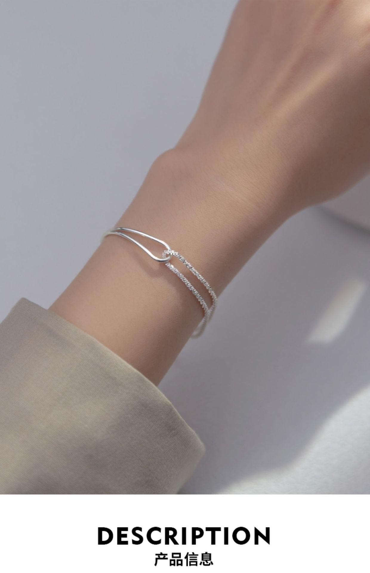 MAC089 Temperament And Personality Double-Layer Curved Tube Gypsophila Asymmetrical Bracelet