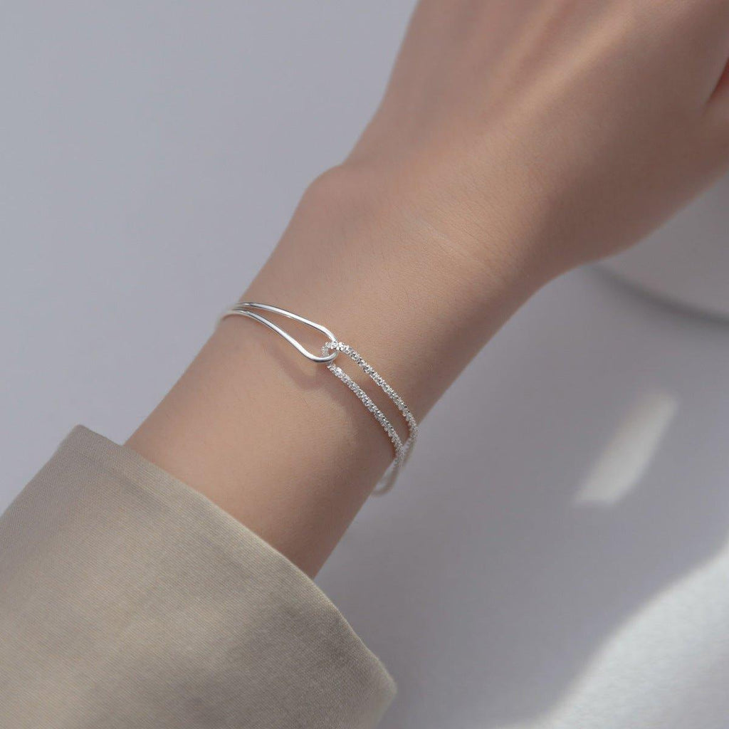 MAC089 Temperament And Personality Double-Layer Curved Tube Gypsophila Asymmetrical Bracelet