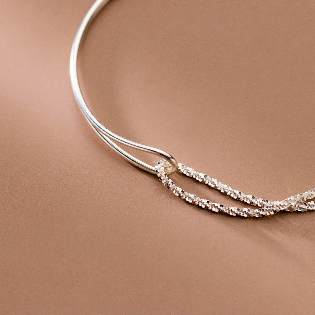MAC089 Temperament And Personality Double-Layer Curved Tube Gypsophila Asymmetrical Bracelet