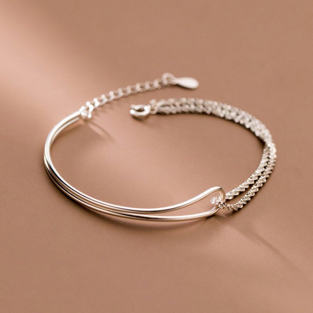MAC089 Temperament And Personality Double-Layer Curved Tube Gypsophila Asymmetrical Bracelet