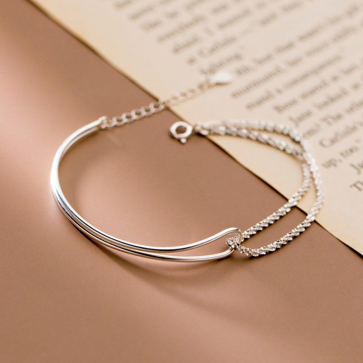 MAC089 Temperament And Personality Double-Layer Curved Tube Gypsophila Asymmetrical Bracelet
