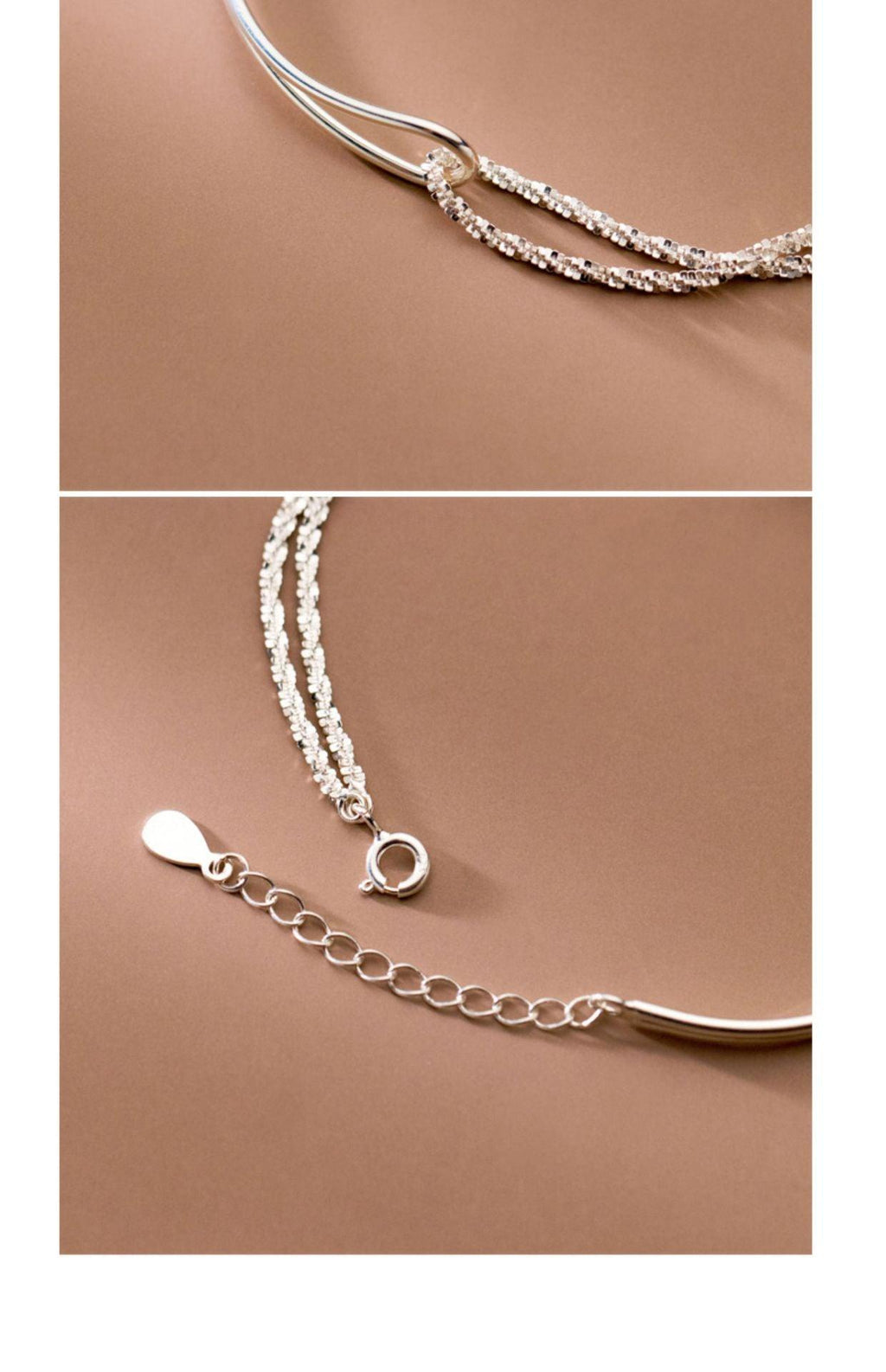 MAC089 Temperament And Personality Double-Layer Curved Tube Gypsophila Asymmetrical Bracelet