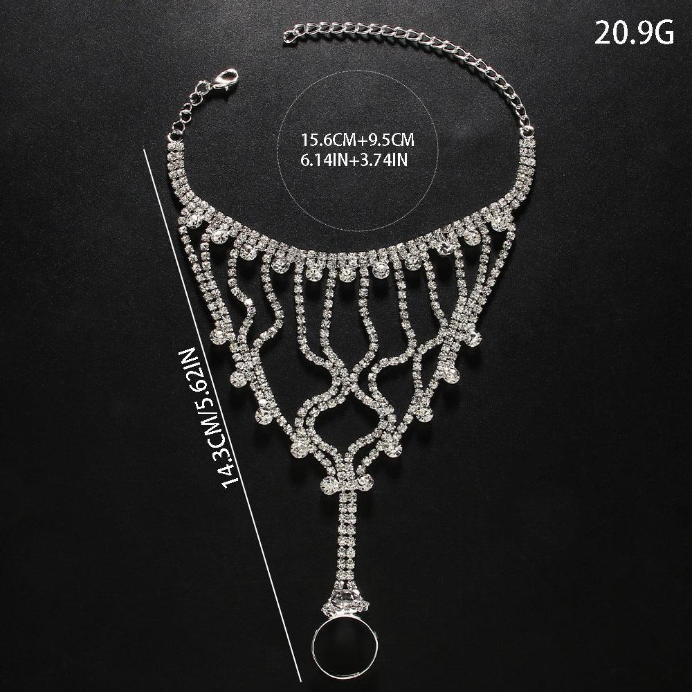 MAC118 Full Diamond  Light Luxury Tassel Ring Bracelet