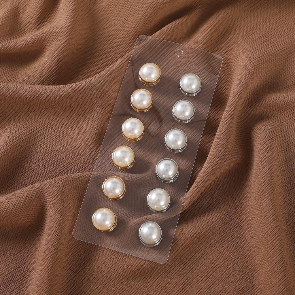 MAC126 Pearl Magnetic Buckle Hijab 12 pcs Brooches
