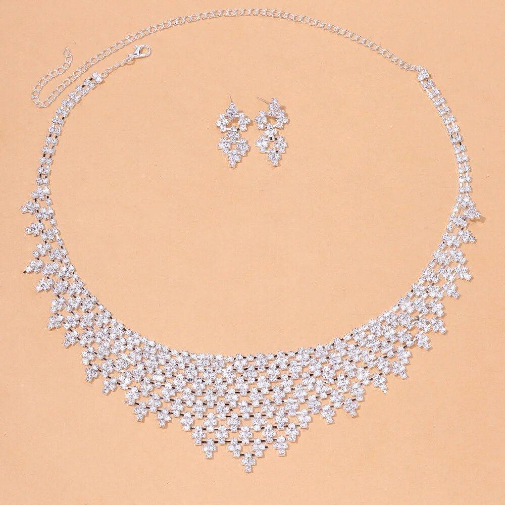MAC128  Stylish Rhinestone Tassel Jewelry Set