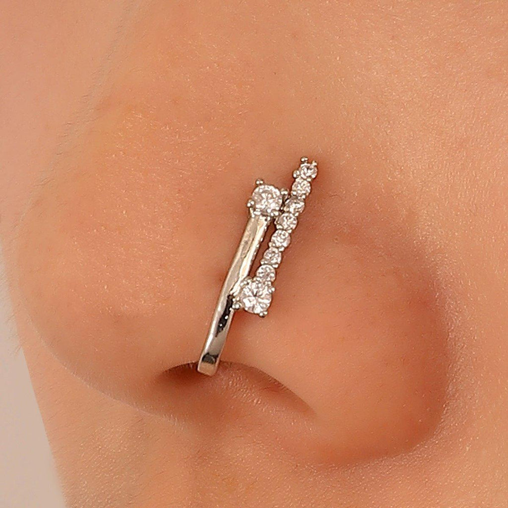 MAC134  Non-Puncture T-Shape Micropaved Zirconia Nose Ring