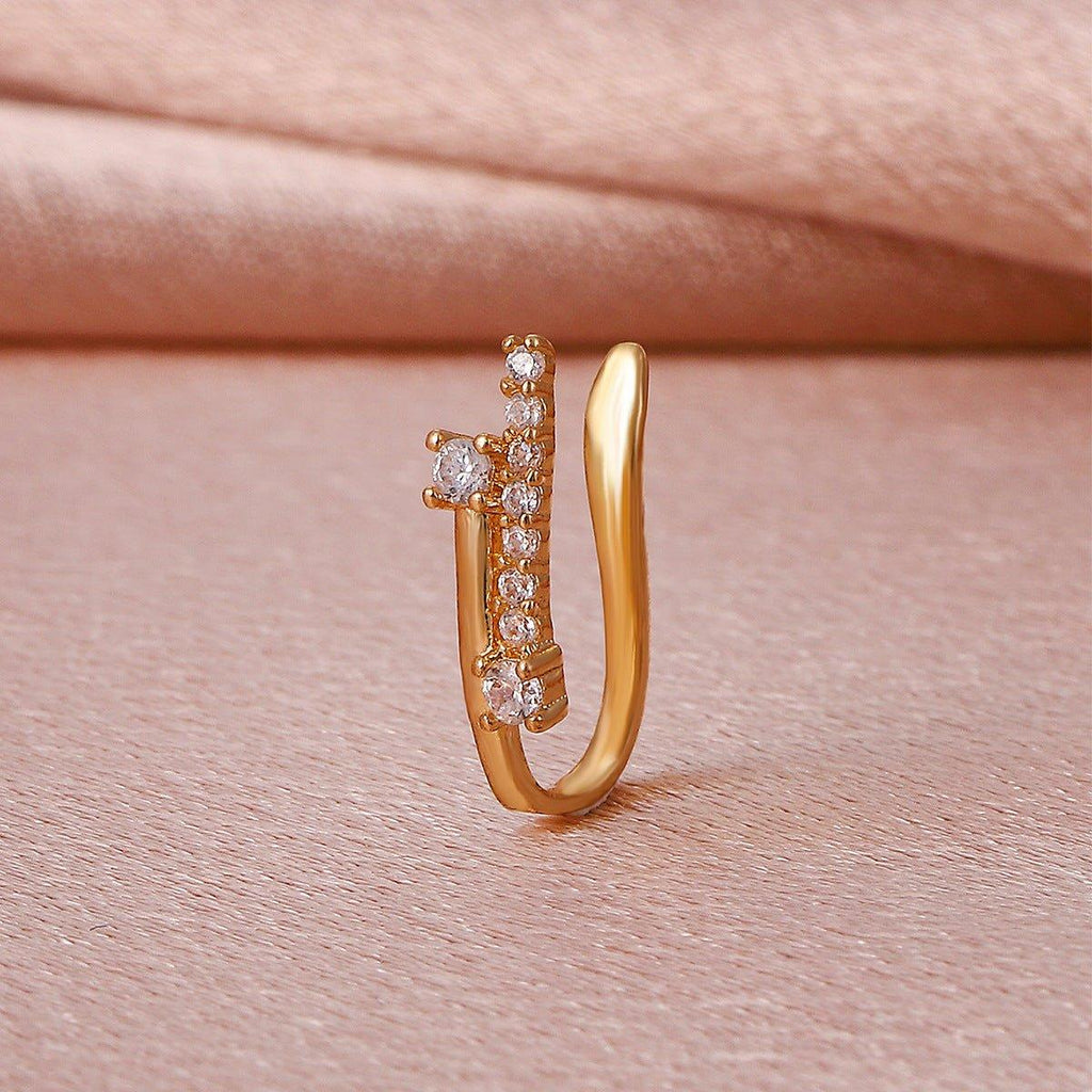 MAC134  Non-Puncture T-Shape Micropaved Zirconia Nose Ring