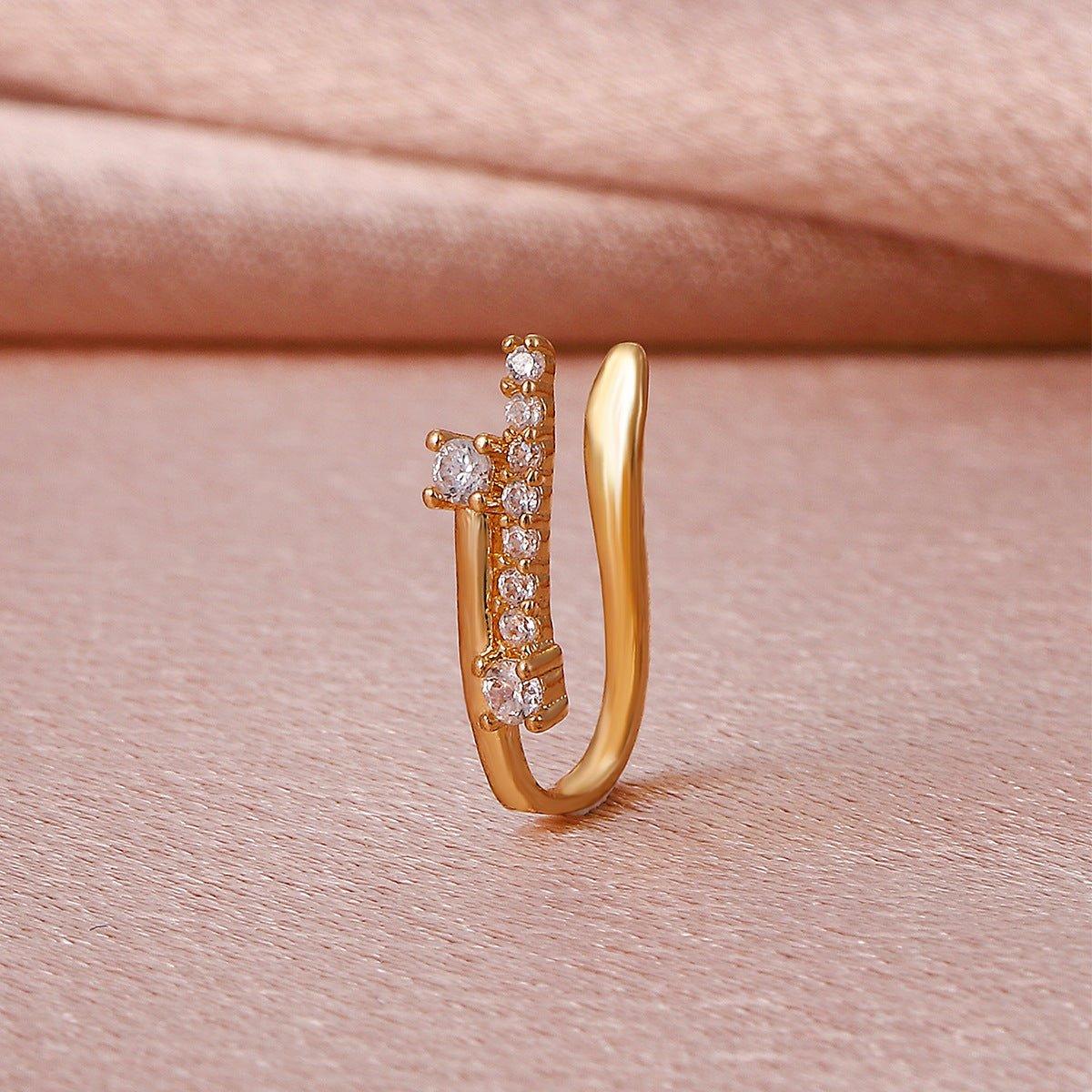 MAC134  Non-Puncture T-Shape Micropaved Zirconia Nose Ring