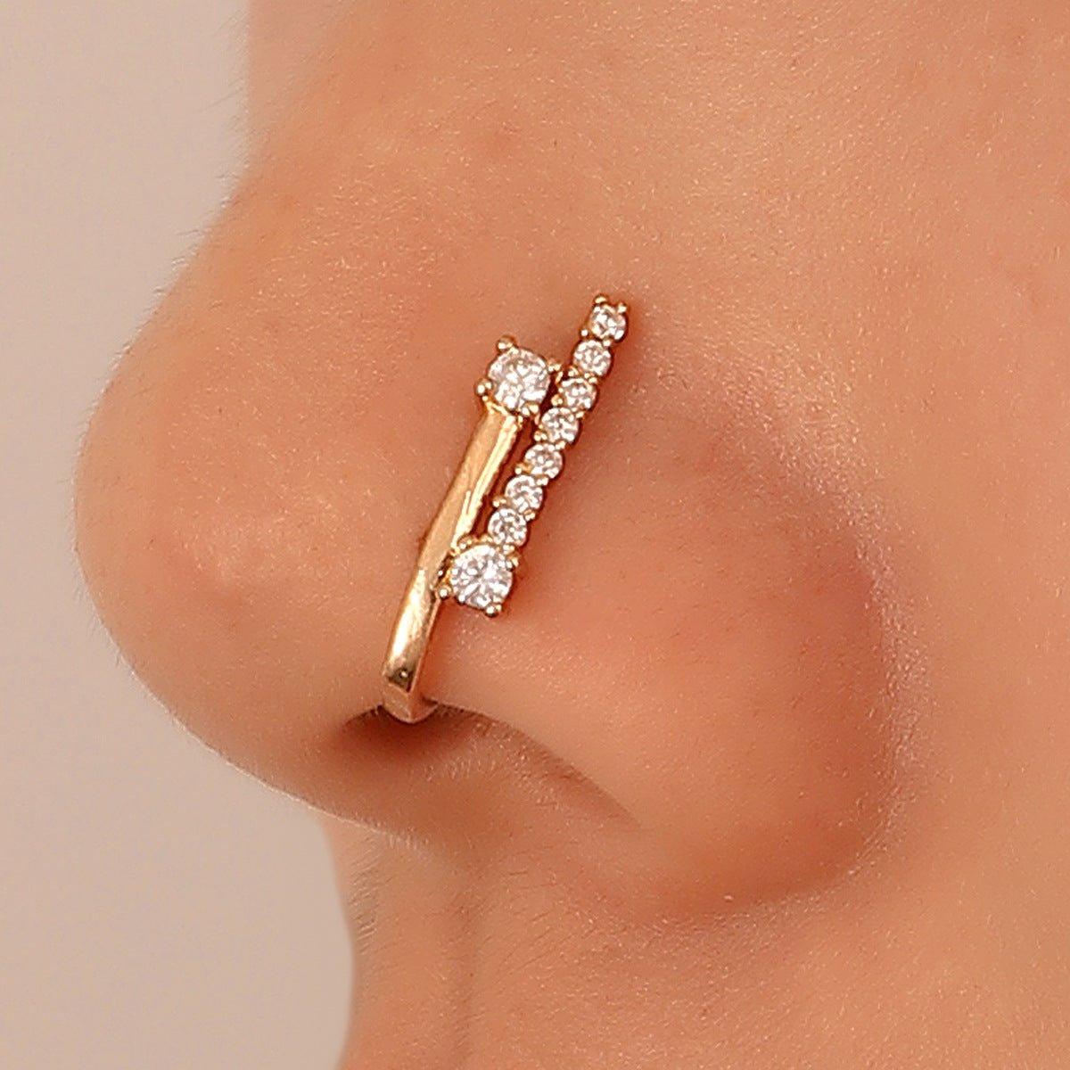 MAC134  Non-Puncture T-Shape Micropaved Zirconia Nose Ring