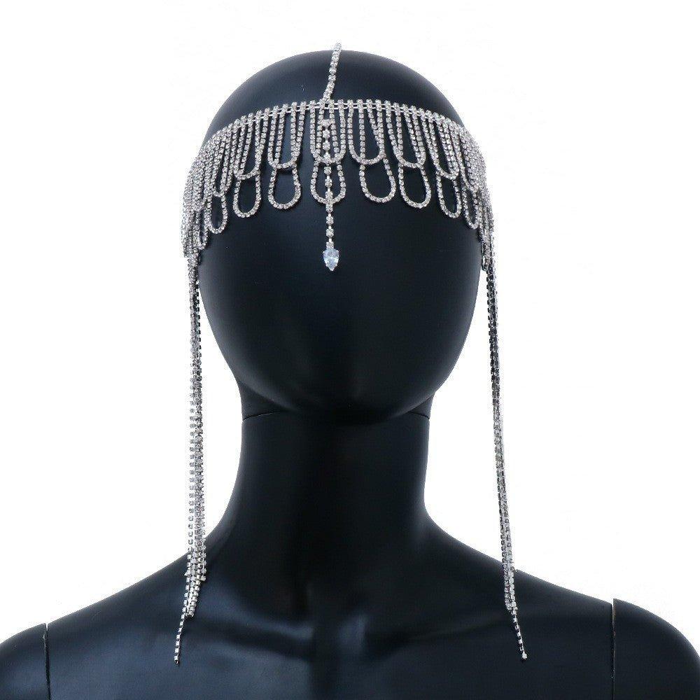 MAC155 Fashionable Rhinestone Ttassel Headwear Multi-layered Zircon Hair Chain