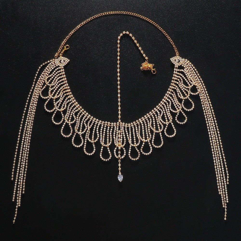 MAC155 Fashionable Rhinestone Ttassel Headwear Multi-layered Zircon Hair Chain